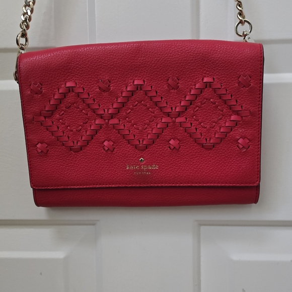 kate spade Handbags - Kate Spade Flynn Red Leather Clutch Cross Body 10 x 7.5 x 1.25